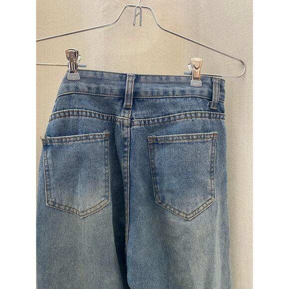 YesStyle InStudio High-Waist Heart Embroidery Wide-Leg Jeans w small - Picture 5 of 7